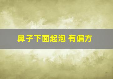 鼻子下面起泡 有偏方